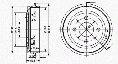 Bremstrommel-Satz 180 x 40 mm 