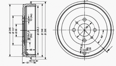 Bremstrommel-Satz 228,3 x 48 mm 