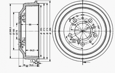 Bremstrommel-Satz 254 x 64,5 mm 