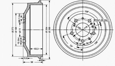 Bremstrommel-Satz 254 x 64,5 mm 